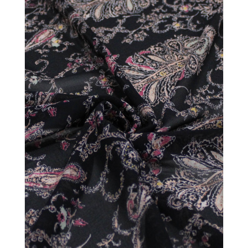 Tecido Crepe Koshibo Leve Macro Cashmere Tons Quentes e Preto