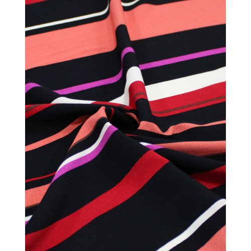 Tecido Crepe de Viscose Listras Coloridas