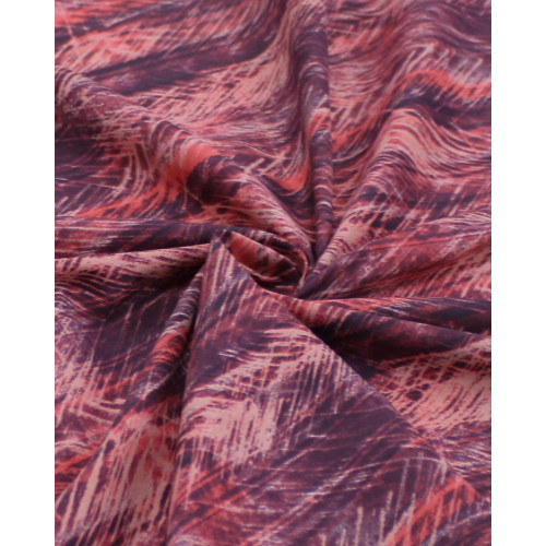 Tecido Tactel Fino Listras e Riscos Abstratos Salmão e Roxo