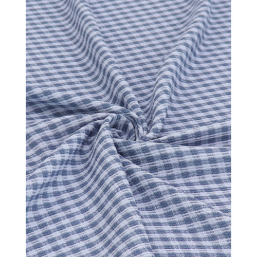 Tecido Crepe de Alfaiataria Quadriculado Tons de Azul