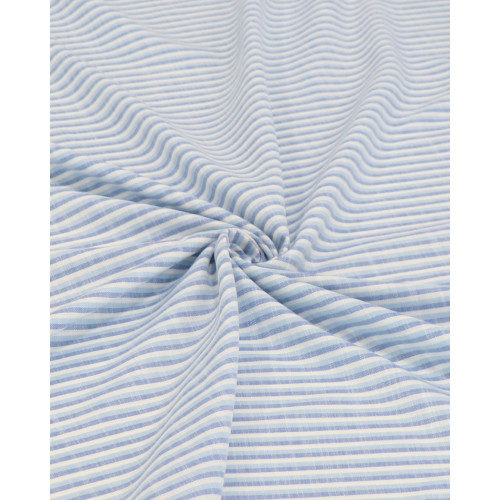 Tecido Tricoline Verano Flamê Listrado Branco e Tons de Azul