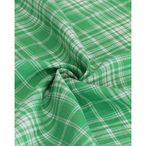 Tecido Linho Misto Italiano Multi Quadriculado Branco e Verde
