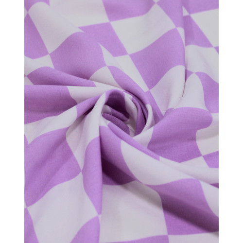 Tecido Viscose Xadrez Regular Lilás e Branco