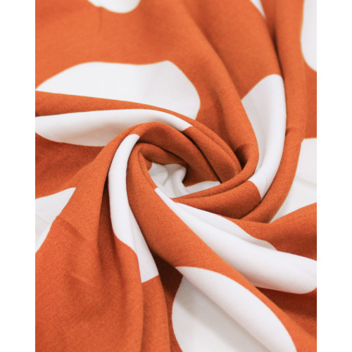 Tecido Viscose Macro Poá Branco e Ferrugem