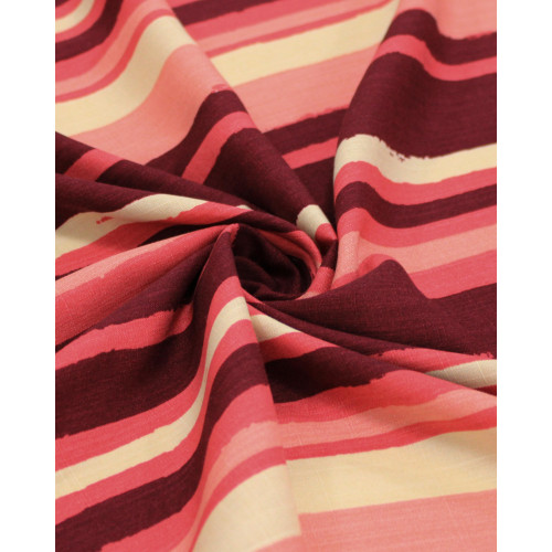 Tecido Viscose Texturizado Creme e Tons de Rosa