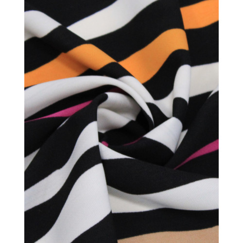 Tecido Crepe Sarjado Listras Ondulares Colorido (Com Leves Defeitos)