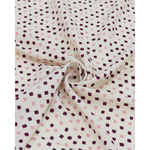Tecido Viscose Micro Geométrico Rosa, Roxo e Creme (0.5m)