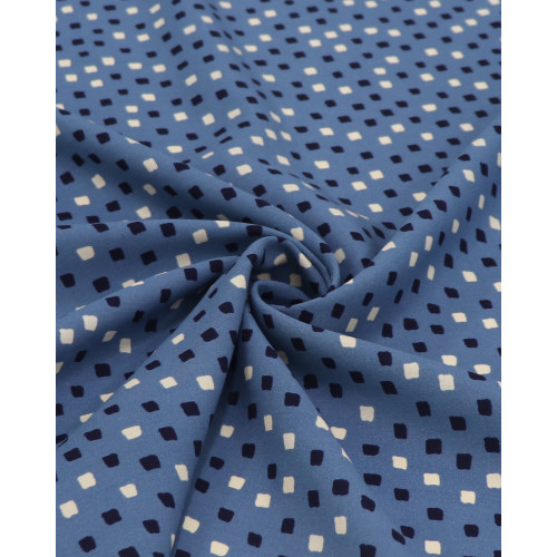 Tecido Viscose Micro Geométrico Offwhite, Preto e Azul (0.5m)