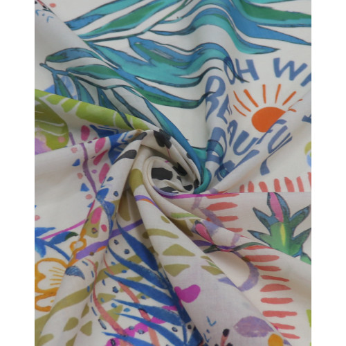 Tecido Cambraia de Algodão Italiano Multi Estampado Colorido