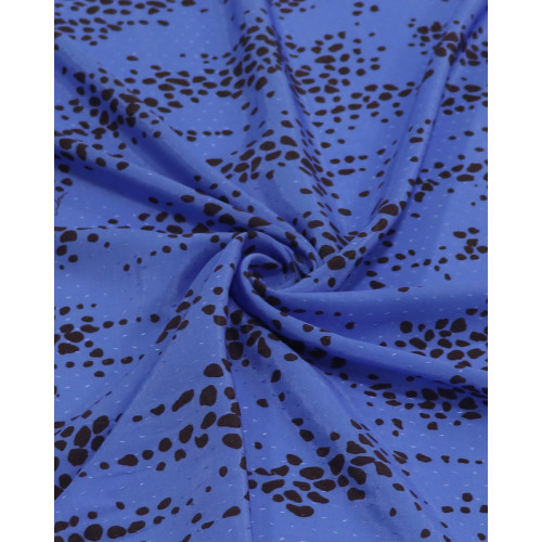 Tecido Viscose Acetinada Italiano Brocado Animal Print Azul