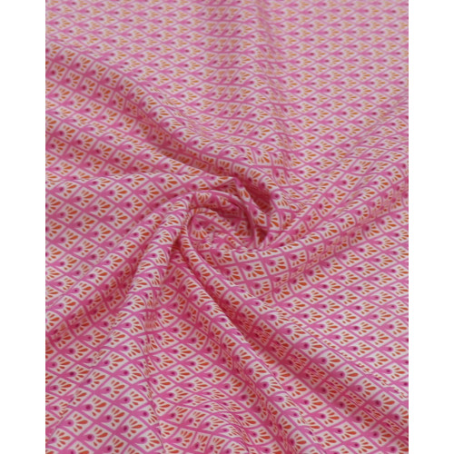 Tecido Viscose Italiano Micro Estampado Geométrico Vermelho e Rosa