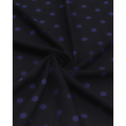 Tecido Viscose Fina Italiano Poá Azul Marinho e Preto