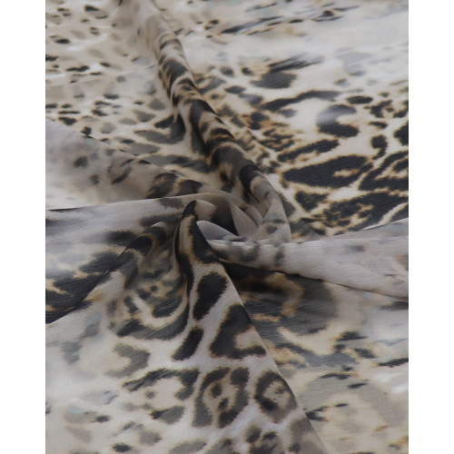Tecido Crepe Chiffon Italiano Animal Print Clássico Estonado
