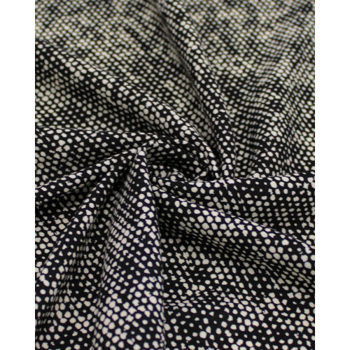 Tecido Viscose Texturizada Micro Pingos Irregulares Bege e Preto
