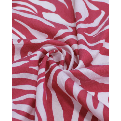 Tecido Viscose Mista com Poliamida Grosso Estampa Abstrata Rosa e Branco