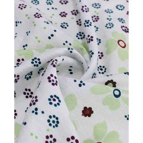 Tecido Viscose Mista com Poliamida Grosso Barrado Cashmere Floral Tons Terrosos e Branco