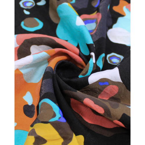 Tecido Viscose Mista com Poliamida Grosso Estampa Abstrata Colorido