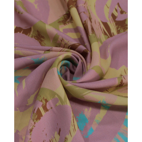 Tecido Crepe de Viscose Italiano Tapete Floral Abstrato Tons Pastéis