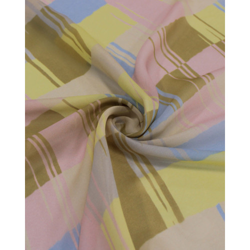 Tecido Crepe Chiffon Italiano Quadriculado Irregular Tons Pastéis