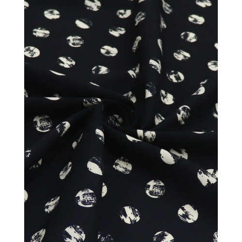 Tecido Viscose Poá Estampado Offwhite e Preto