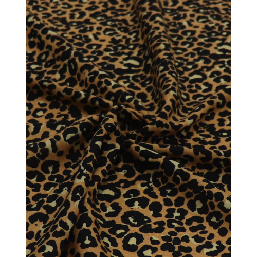 Tecido Viscose Texturizada Animal Print Clássico Argila