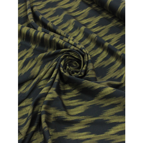 Tecido Crepe Italiano Chevron Desfocado Verde e Preto