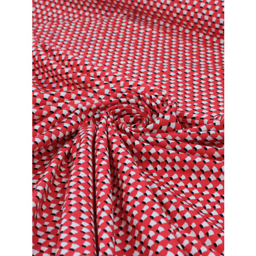 Tecido Tricoline Italiano Arcos Vermelho e Branco