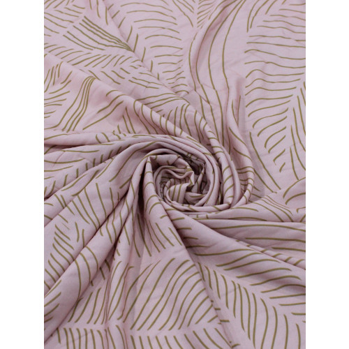Tecido Viscose Italiano Flores Abstratas Rosé e Bege