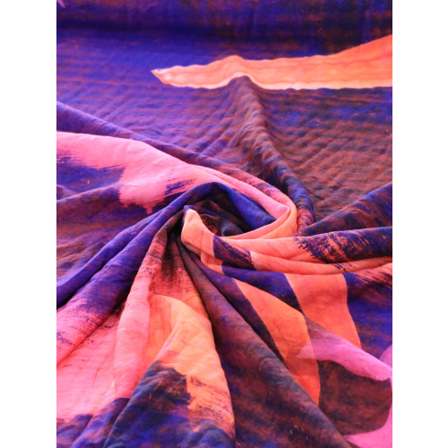 Tecido Viscose Italiano Pinturas Roxo e Rosa