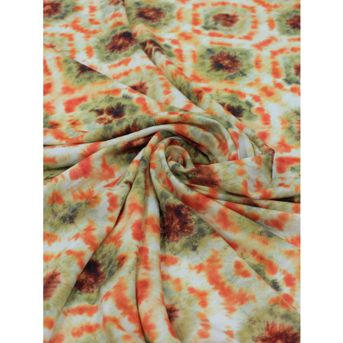 Tecido Cambraia Italiano Tie Dye Verde e Laranja