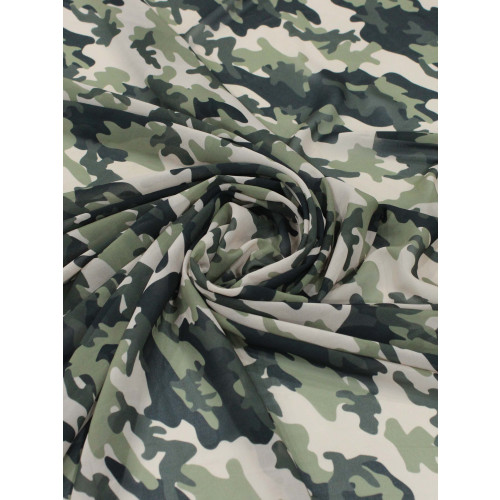 Tecido Crepe Chiffon Italiano Camuflado Verde