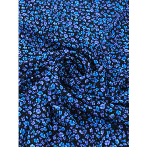Tecido Crepe Italiano Micro Floral Azul 