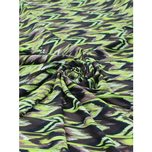 Tecido Viscose Italiano Chevron Abstrato Tons de Verde