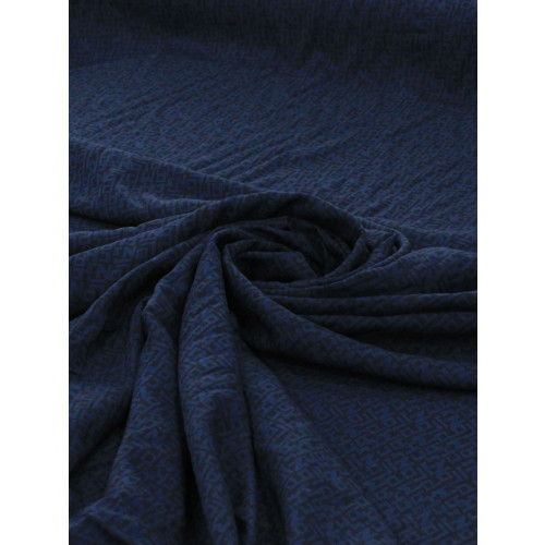 Tecido Viscose Italiano Simbolos Azul Marinho e Preto