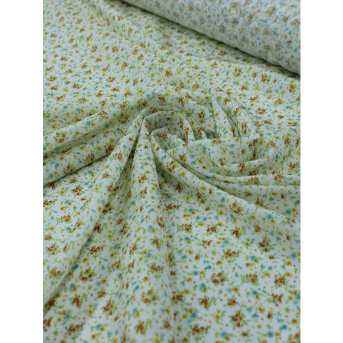 Tecido Tricoline Italiano Micro Floral Amarelo e Branco