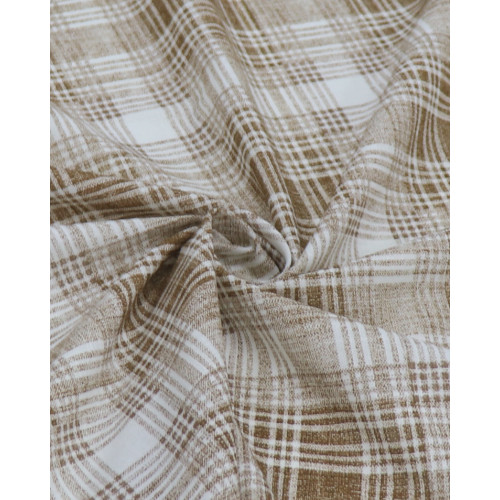 Tecido Tricoline Verano Flamê Multi Quadriculado Branco e Tons de Marrom