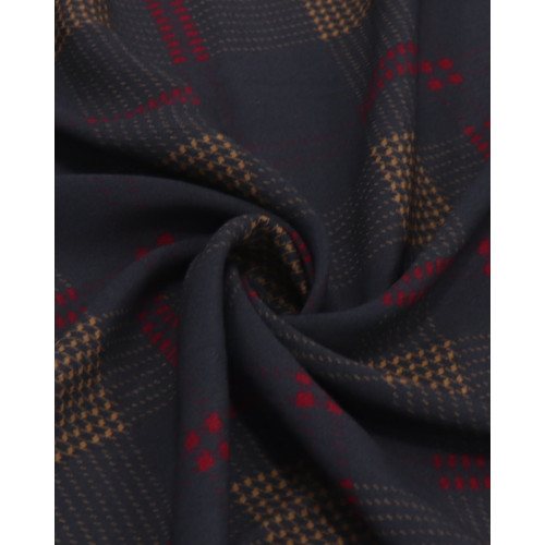 Tecido Crepe de Viscose Italiano Multi Quadriculado Vermelho, Amarelo e Cinza