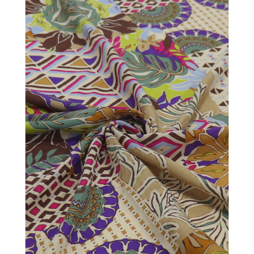 Tecido Viscose Fina Italiano Multi Estampa Colorido