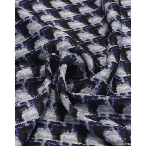 Tecido Viscose Italiano Ilusão de Ótica Branco e Tons de Azul