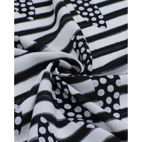 Tecido Viscose Premium Sardine Listrado e Poá Preto e Branco