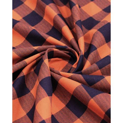 Tecidoo Tricoline Xadrez Vichy Preto e Coral