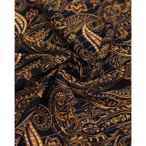 Tecido Viscose com Lurex Cashmere Estampada Castanho e Preto