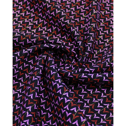 Tecido Viscose com Lurex Micro Estampa Rosa, Vermelho e Preto