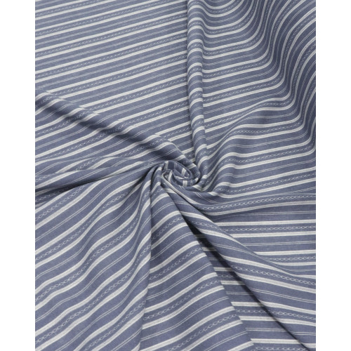 Tecido Linho Misto Estampado Cordas e Correntes Offwhite e Azul Ardósia