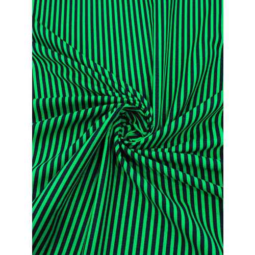 Tecido Linho Misto de Algodão Listras Verde Bandeira e Preto