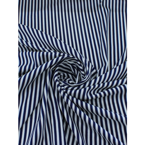 Tecido Alfaitaria de Viscose Listras Azul Marinho e Branco