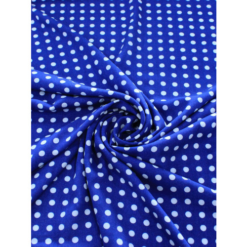 Tecido Viscose Poá Branco e Azul