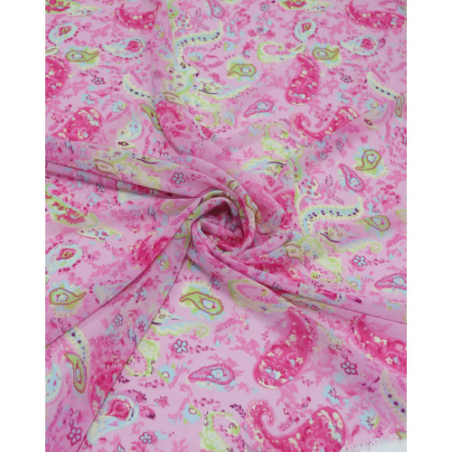 Tecido Crepe Chiffon Cashmere Abstrato Rosa Bebê (0.5m)
