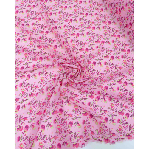 Tecido Crepe Chiffon Tapete Floral Tons de Rosa
