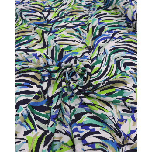 Tecido Viscose Italiano Pinceladas Verde e Azul
